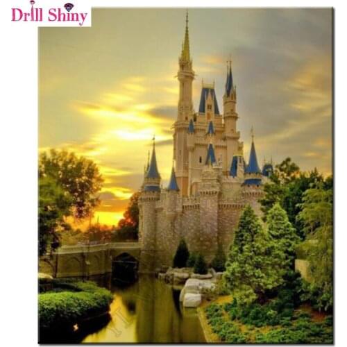 New 5D DIY diamond mosaic castle painting rhinestones crystal landscape cross stitch mosaic pattern crystal Diamond Embroidery