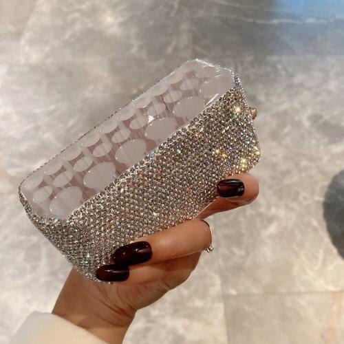 All Rhinetsones Sparkling Acrylic Makeup Brush Holder Makeup Organizer Cosmetic Container Lipstick Pencil Storage Storage Box