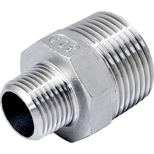 1/8" 1/4" 3/8" 1/2" 3/4" 1" 1-1/4" 1-1/2" 2" BSPT Reducer Hex Nipple 304 Stainless Steel Pipe Fitting Water Gas Oil