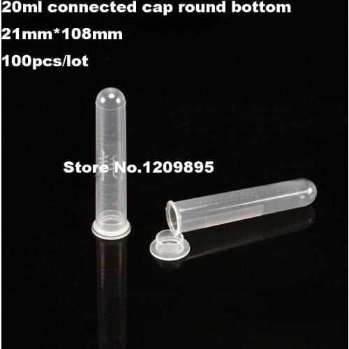 100pcs/lot 20ml Plastic centrifuge tube 21mm*108mm Test Tubing Vial Clear PP Container Laboratory Sample Specimen Supplies