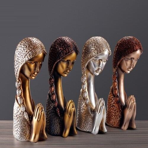 Resin Prayer Girl Ornament Home Furnishing Decoration Crafts Living Roon Dining Room Office Figurines Wedding Gift