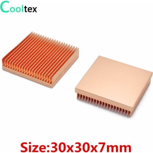 2pcs 30x30x7mm Pure Copper Heatsink Radiator Cooler Heat Sink Cooling for Electronic Chip MOS IC Raspberry pi heat dissipation