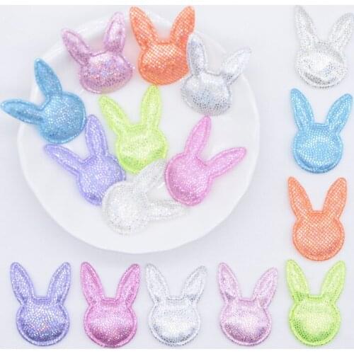 100Pcs 20*28mm Padded Colorful Rabbit Applique for DIY Clothes Hat Headwear Hairpin Bow Hair Band Decor Accessories Patches P76