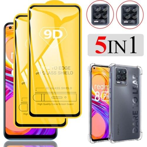 Protective Glass Realme 8 Case, Clear Case+Camera Protector+Tempered Glass for Realmi 7-Pro 7-5G Screen Protector Realme-8-Pro