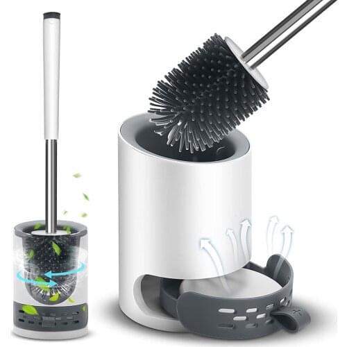 Toilet Brush with Quick-Dry Holder Set Long Handle for Bathroom Accessories