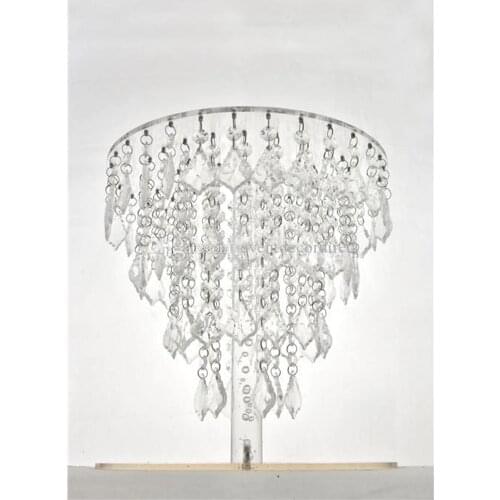 Sparkling Crystal clear garland chandelier round wedding cake stand with bead strands wedding birthday party decorations