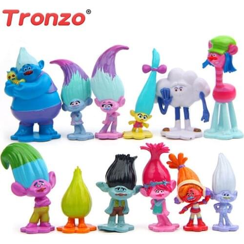 Tronzo 12Pcs/Set Trolls Movie Dreamworks PVC Action Figure Collectible Dolls Poppy Branch Doll Toy For Kids Dropship