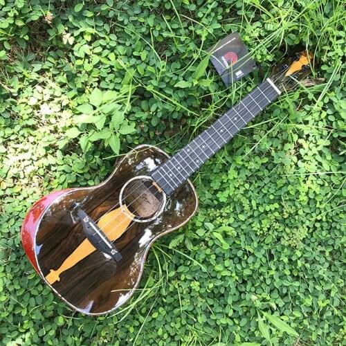 Decor Vintage Ukulele 23 Inch String Ties Kids Adult Black Persimmon Plywood Gloss Ukulele Concert Guitarra Musical HX50LL