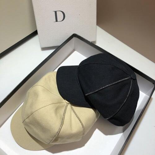 2021 New Octagonal Hats For Women Fashion Solid Cotton Beret Hat Ladie Outdoor Casual Pumpkin Hat Tide Painter Cap Autumn Winter