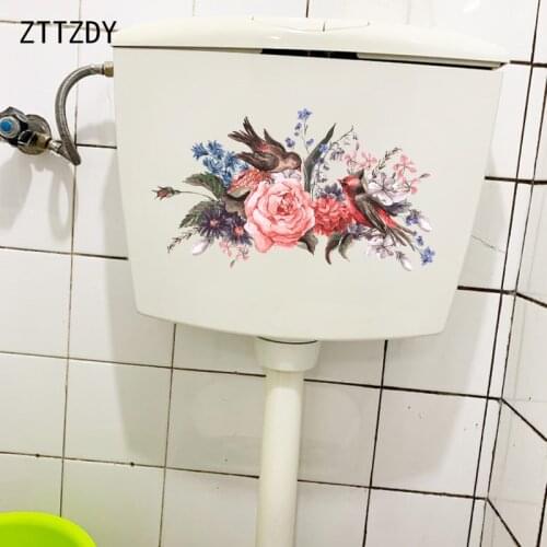 ZTTZDY 26.3CM×15CM Colorful Ink Painting Bouquet Toilet Decor Home Bedroom Wall Stickers T2-0918
