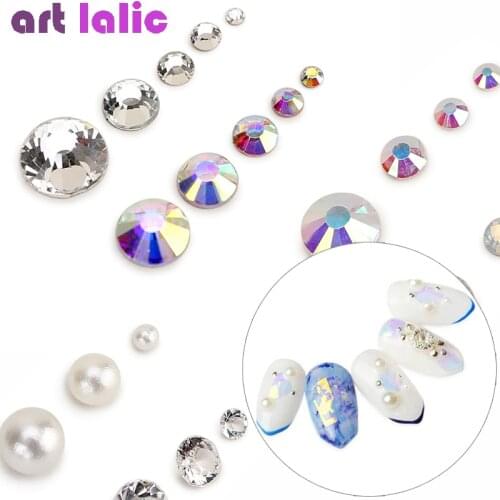 1 Pack AB Flatback Glass Nail Art Rhinestones Diamond Pearl Stone Crystals Stones Shiny Gems Manicure Nails Decorations