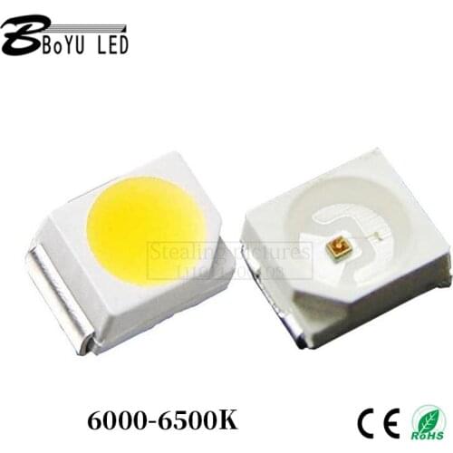 100pcs ultra-bright light-emitting diode 3528 smd led lamp beads 3528 white light lamp beads SMD LED6-7ML 3.0-3.2V 20mA 6500k