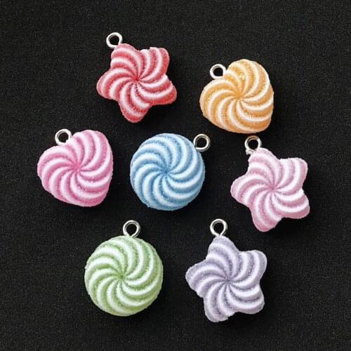 15pcs/lot 15~17mm Multicolor Flatback Epoxy Resin Star ,heart Candy For Necklace Keychain Pendant DIY Making Accessories
