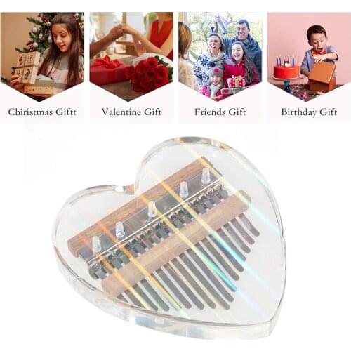17 Keys Transparent Heart Thumb Piano Kalimba Child Starter Kits Musical Instrument Mini Cute Finger Thumb Piano Tune Hammer