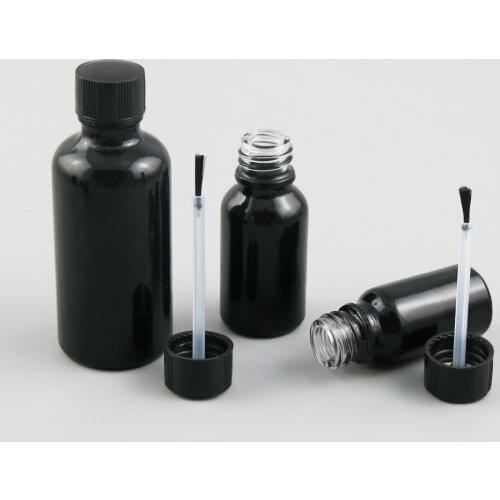 360x5ml 10ml 15ml 20ml 30ml 50ml 100ml Nail Polish Black Glass Bottle With Brush for Beauty Cosmetic Containers Simple Bottle