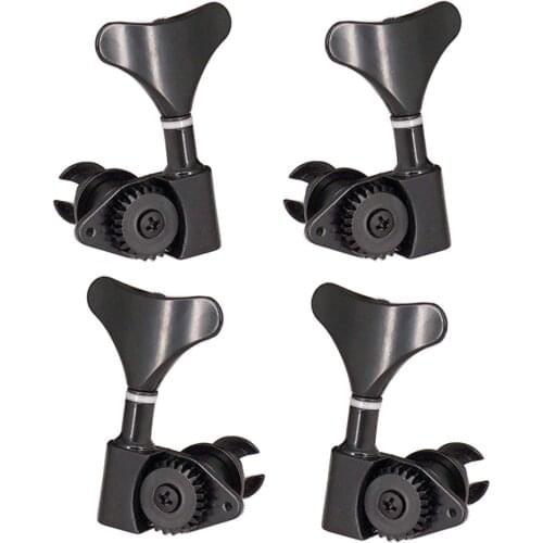 4pcs 2L2R Electric Bass Tuning Pegs Tail Tuners Knobs W/ Screws Black