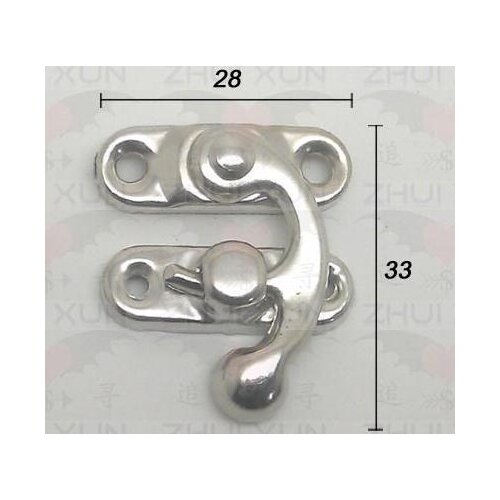 50pcs/lot 28*33mm Silver Agraffe Buckle Dark Wooden Packing Box Parts Clasp Latch Hook Small Shackle Lock Horn Drawer Decoration