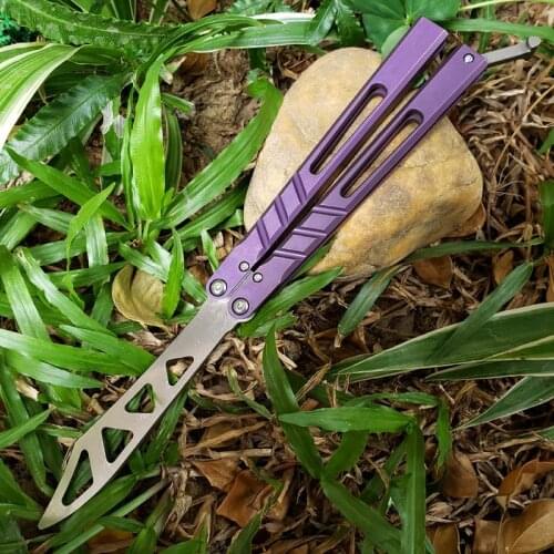 Alpha Beast AB Butterfly Trainer Knife Channel Titanium Handle Bushing System D2 Blade Pocket Knife Survival EDC Knife