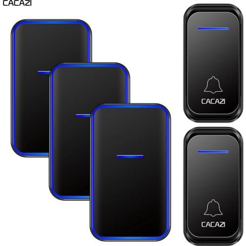CACAZI Home Welcome Wireless Doorbell Waterproof 300M Remote 1 2 Button 1 2 3 Receiver US EU UK AU Plug Smart Calling Door Bell