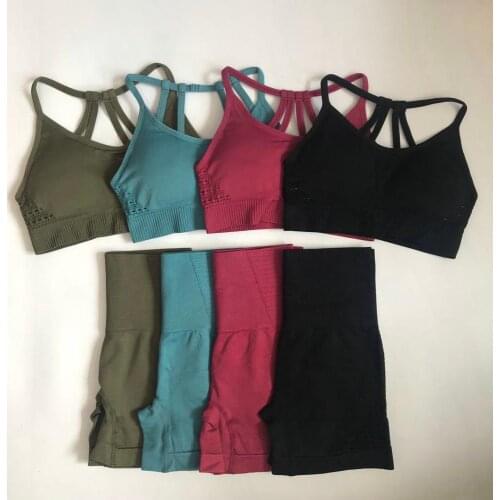 Seamless Yoga Set Workout Clothes Women Sports Bra Tops+Fitness Shorts 2 pieces Sports Wear Gym Clothing Athletic Yoga Sport Set