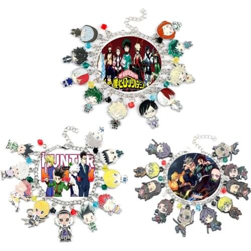 Bracelets for Women My Hero Academia/The Seven Deadly Sins/Demon Slayer/HUNTER×HUNTER Bracelet Bangle Cartoon Charms Hand Chain