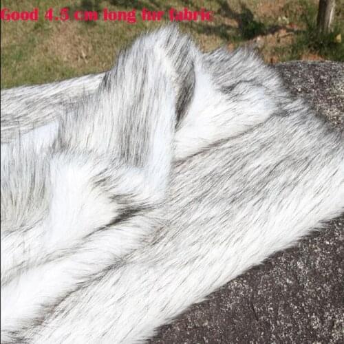 Good Faux Fur Fabric Black/Grey Tip Of 4-5MM Long Hairy Imitation Fox Fur Fabric DIY Fur Collar Clothing Decorative Materials