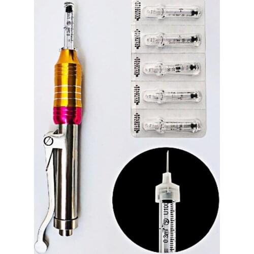 One Set Gold Hyaluron Pen Adjustable No Needle Injection Hyaluronic Serum Pen Atomizer Hyaluronic Injection Gun Wrinkle Removal