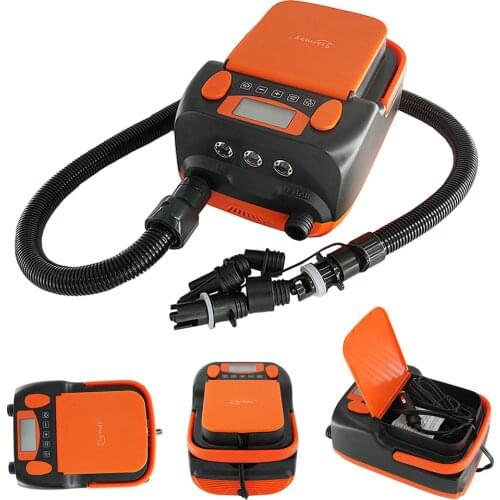 16PSI Intelligent Double Stage Air Pump with 6PCS Nozzles LCD Display 6000mAh Electric Pump for Inflatables Boat Stand Up Boards