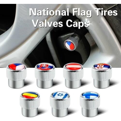 4X Theftproof Aluminum National Flag Car Wheel Tires Valves Tyre Air Stem Valve Caps Airtight Cover Auto styling