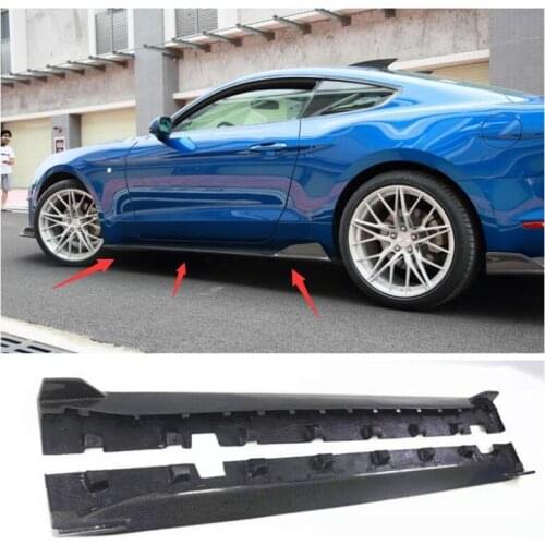 Real Carbon Fiber Side Skirts Kit Lip Splitters Bumper Cover Fits For Ford Mustang 2015 2016 2017 2018 2019 2020