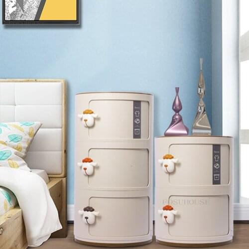 Bedroom Furniture Childrens Plastic Nightstands Apartment Dormitory Kids Round Storage Cabinet Baby Kindergarten Bedside Table