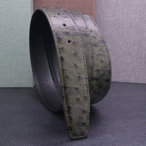 High Quality no buckle belt men Black Waist Strap genuine leather fashion ceinture homme without buckle 3.8cm wide for pin buckl