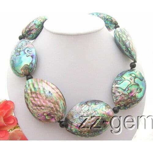 Natural 43x58mm Paua Abalone Shell Necklace>free shipping