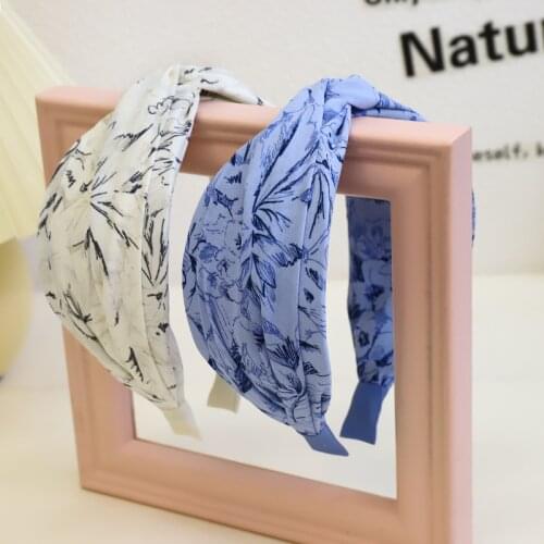 Fashion Print Leaf Cross Headband Women HairBand Cute little flowers Hair Hoop for Women girls Hair Accessories Black White