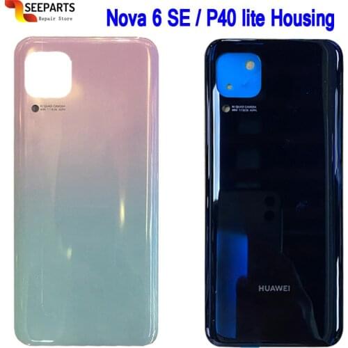 Original 6.4"For Huawei P40 Lite Back Battery Cover Door Rear Housing Case JNY-L21A For Huawei Nova 6 SE Battery Cover JNY-AL10
