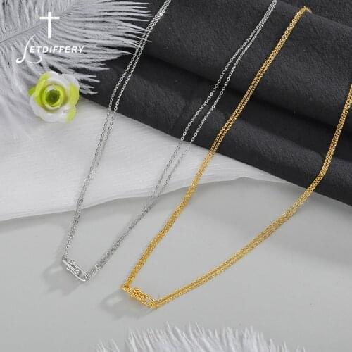 Letdiffery New Simple Golden Silver Color Pendant Necklace Stainless Steel for Women Birthday Party Lewelry Gifts