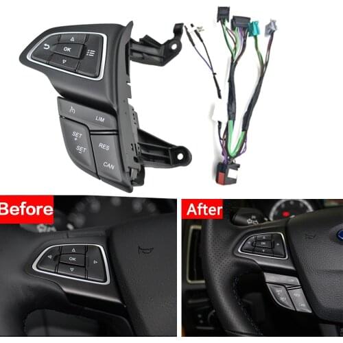 Cruise Control switch steering wheel buttons with cable For Ford Focus Mk3 2015-2017 Kuga 2017 audio volume phone cruise