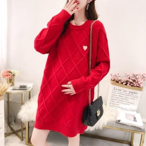Thicken Knitted Maternity Sweaters Autumn Winter Korean Fashion Geometry pattern Pullover Clothes for Pregnant Women Loose Hot