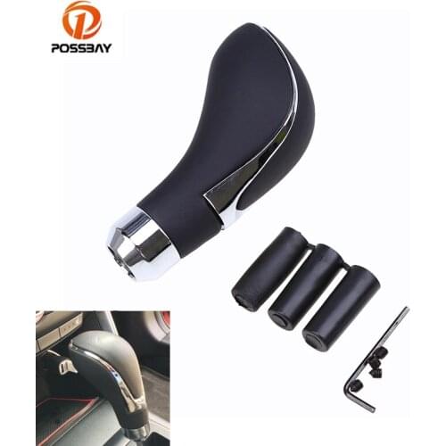 POSSBAY Universal Car Gear Shift Knob Aluminum Alloy Leather Shifter Lever Gear Shift Knobs Car Interior Replacement Parts