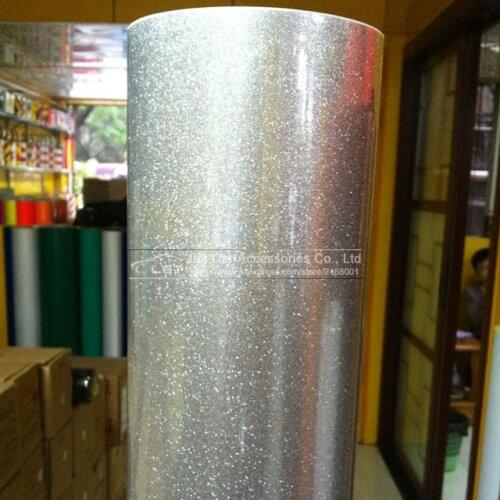 Premium High glossy silver Diamond pearl glitter wrapping vinyl film Glossy silver diamond glitter car sticker