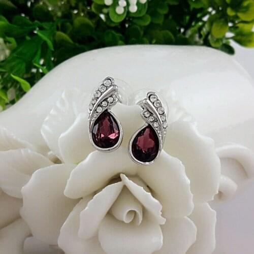 QiLeSen Fine jewelry 925 sterling silver suitable for ladies wedding earrings floating purple earrings yw088