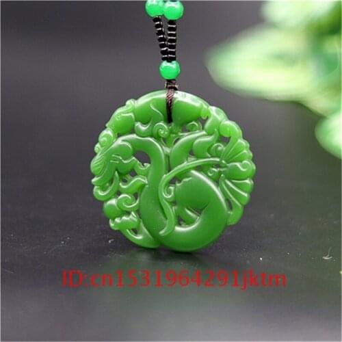 Carved Amulet Jadeite Double-sided Pendant Charm Jade Green Necklace for Natural Men Gifts Women Jewelry Dragon Fashion Chinese