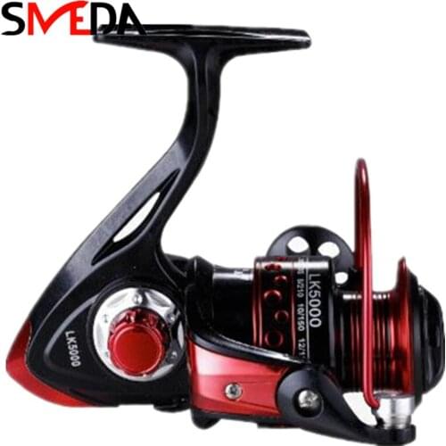 Fishing Reel 13BB 5.2:1 Carbon Fiber Drag Aluminum Spool Pesca Wheel Metal Cup Spinning Black Red Fishing Wheel LK2000-7000
