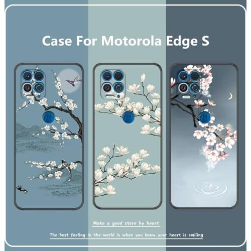 Cartoon Fish and Cat Case For Motorola Edge S,TPU Painted Mobile Phone Shell Lovely Color Case.8 Colors