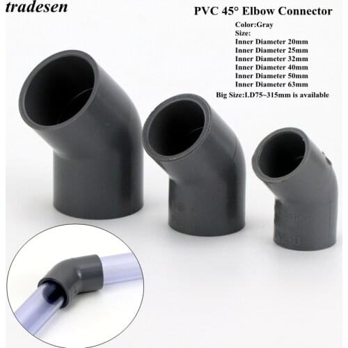 1pcs PVC I.D 20/25/32/40/50mm Water Supply Pipe Fittings 45 degrees Elbow Connectors Upvc pipe Joint Irrigation Water Parts