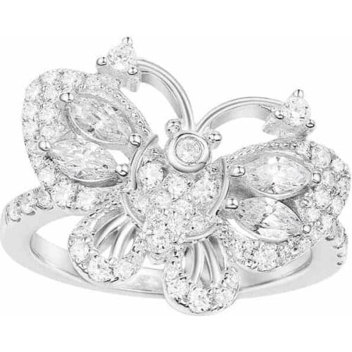 SOELLE Luxury 925 Sterling Silver Butterfly Phalanx Ring Micro Cubic Zirconia Stones Women Mocano Fashion Party Brand Jewelry