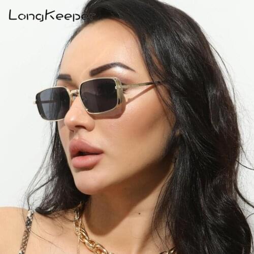 Fashion Small Rectangle Sunglasses Women Men Retro Metal Frame Sun Glasses Ladies Driving Eyeglasses UV400 Gafas De Sol Mujer