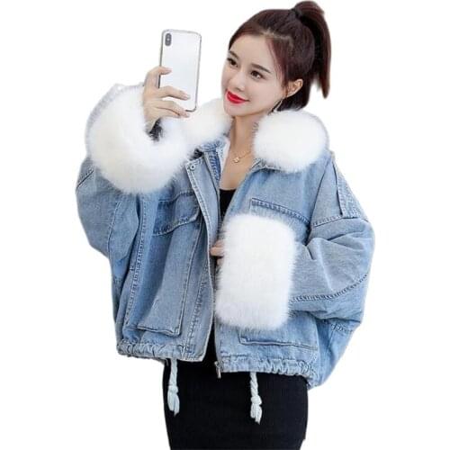 Warm Bomber Womens Winter Jacket Coat Female Jeans Jacket Basic Ladies Top Windbreaker Denim Jackets Overcoat Plus Size