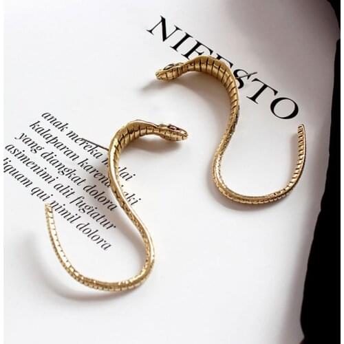 Vintage Boho Snake Stud Earrings Women Party Jewelry Minimalist Bijouterie Exaggerated Gold Color Alloy Animal Earrings