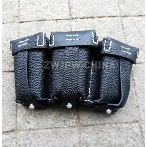 High quality WWII GERMAN MAUSER 98K TRIPLE AMMO LEATHER AMMUNITION POUCH BLACK OUTDOORS armyshop2008